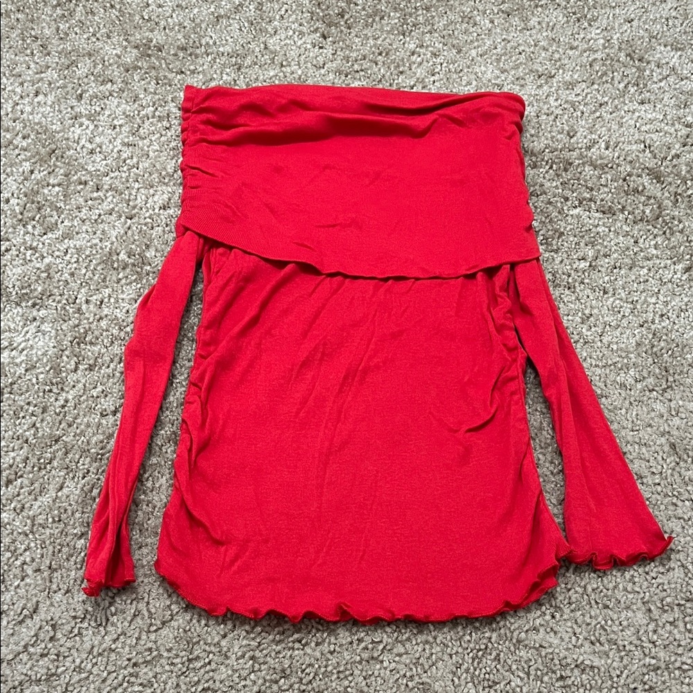 Zara Red Off-Shoulder Top